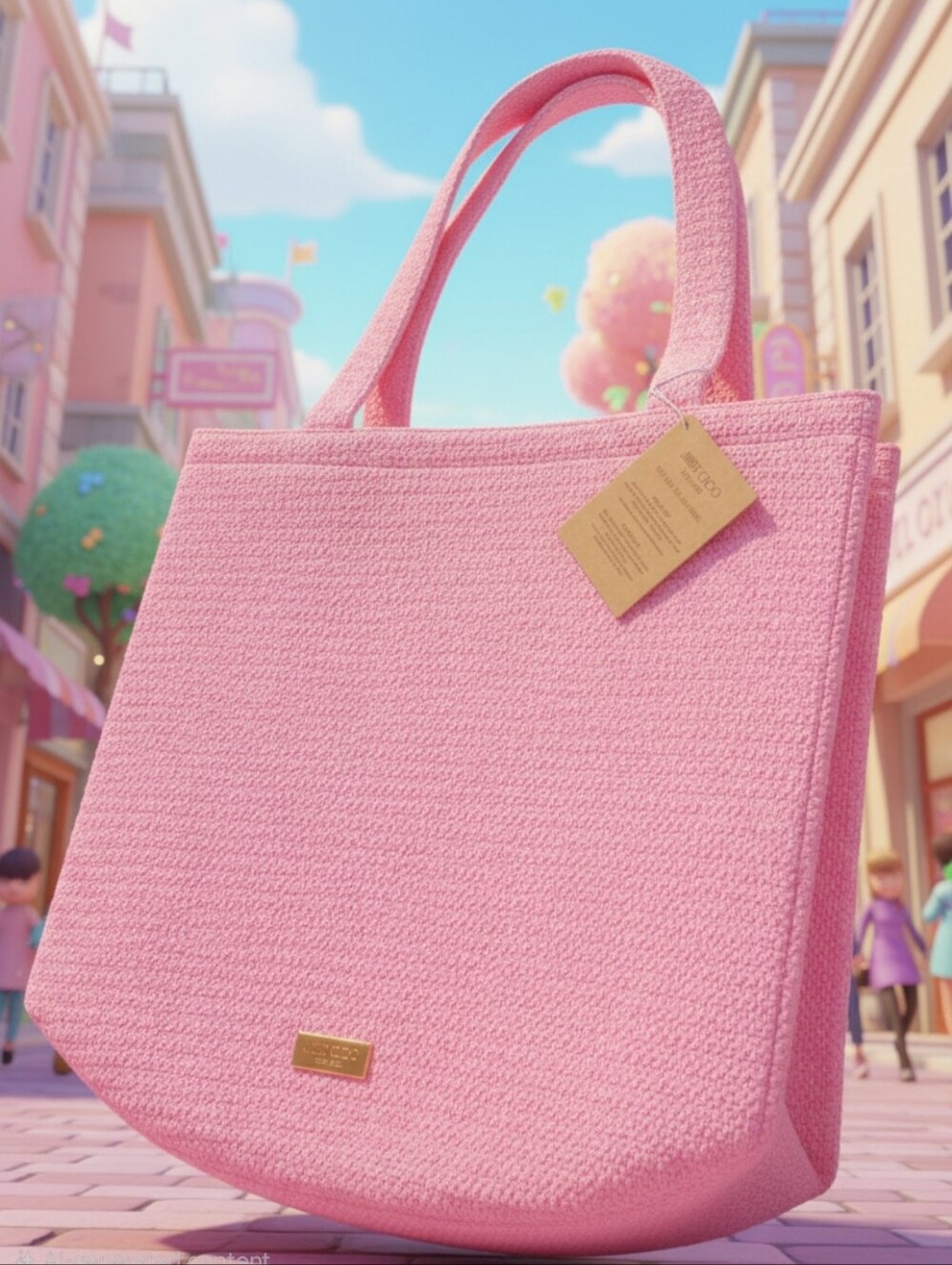 Jimmy Choo Light Pink Woven Tote